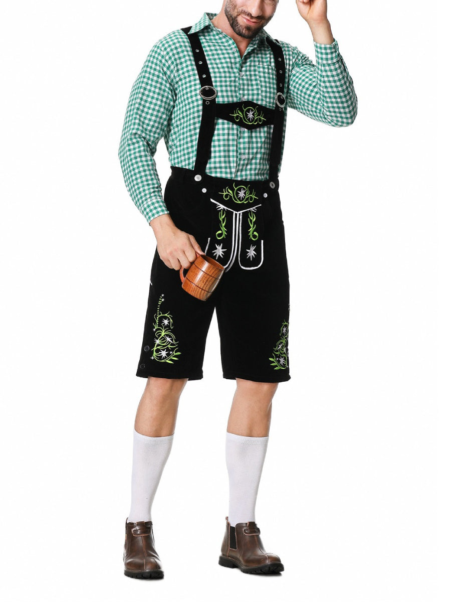 AlpenKraft lederhosen-kostumesæt — ternet skjorte medfølger