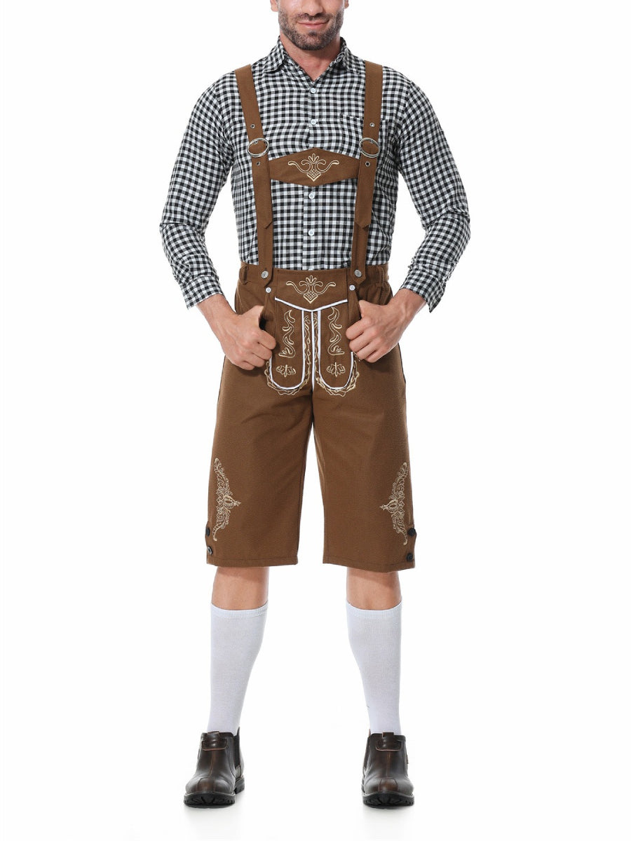 AlpenKraft lederhosen-kostumesæt — ternet skjorte medfølger