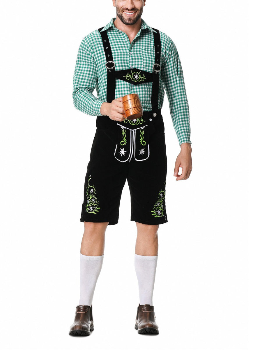 AlpenKraft lederhosen-kostumesæt — ternet skjorte medfølger
