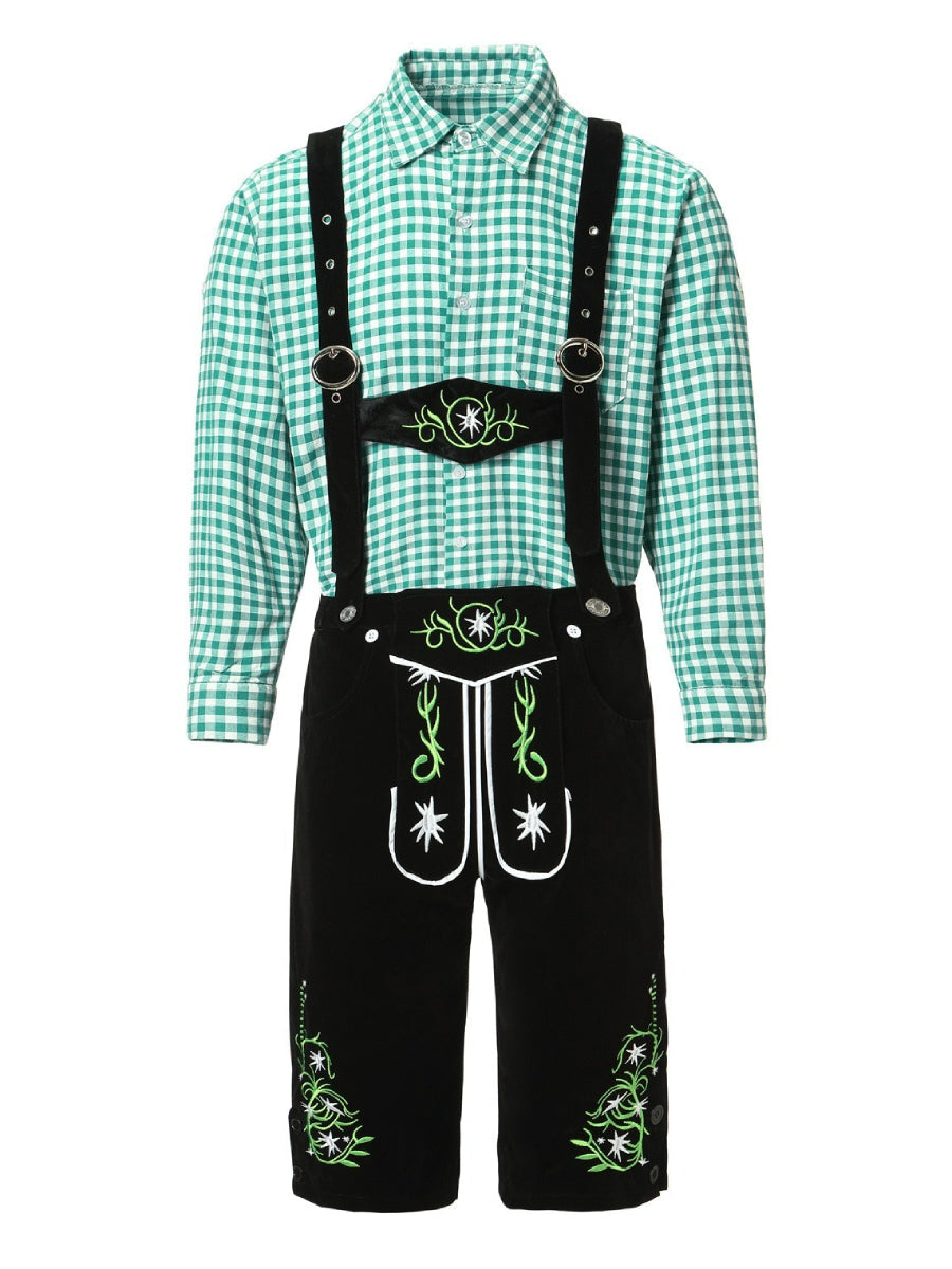 AlpenKraft lederhosen-kostumesæt — ternet skjorte medfølger