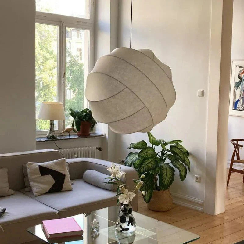 Wabi Sabi Silk Ball Japandi Pendant Light | Esilora