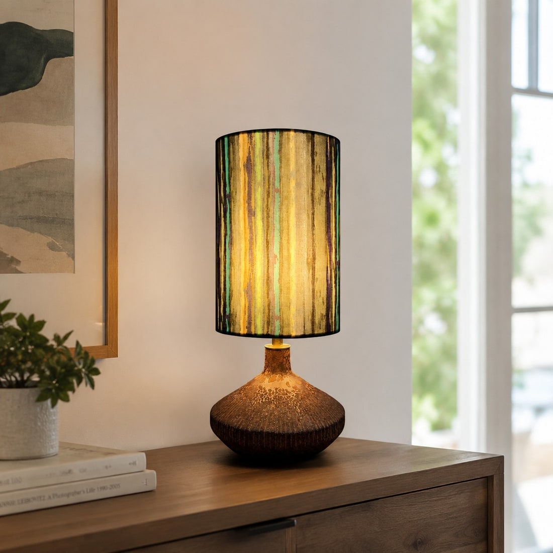 Liberty-Style Fabric Shade Ceramic Table Lamp for Bedside Ambient Lighting | Esilora