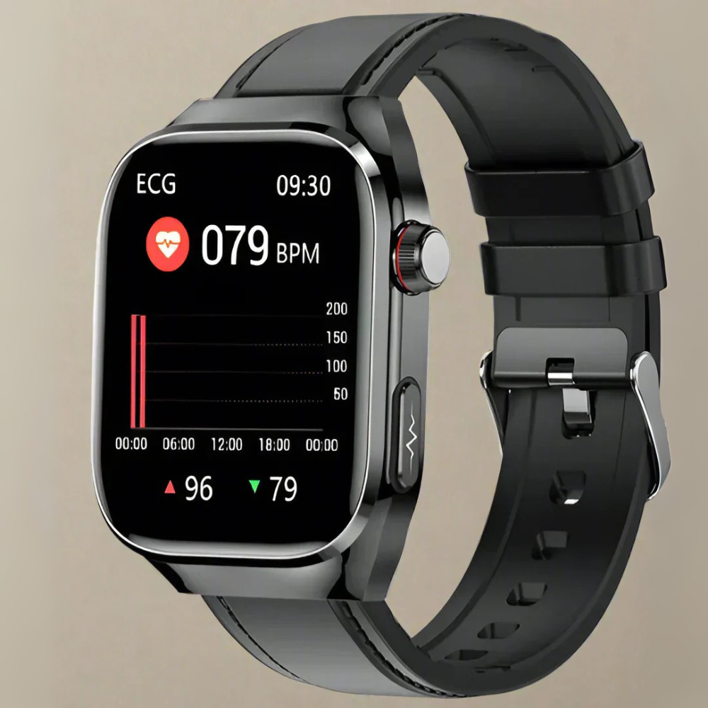 ブラックメタル スマートウォッチ - ECG・心拍数モニター内蔵