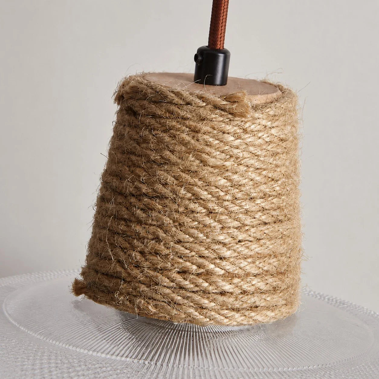 Rustic Woven Rope Glass Pendant Light Collection | Esilora