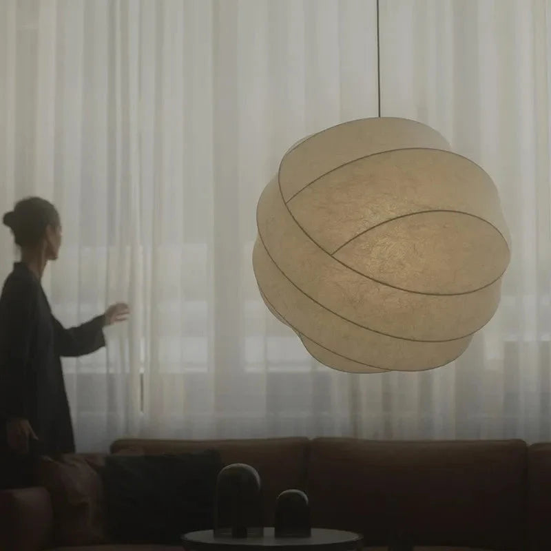 Wabi Sabi Silk Ball Japandi Pendant Light | Esilora
