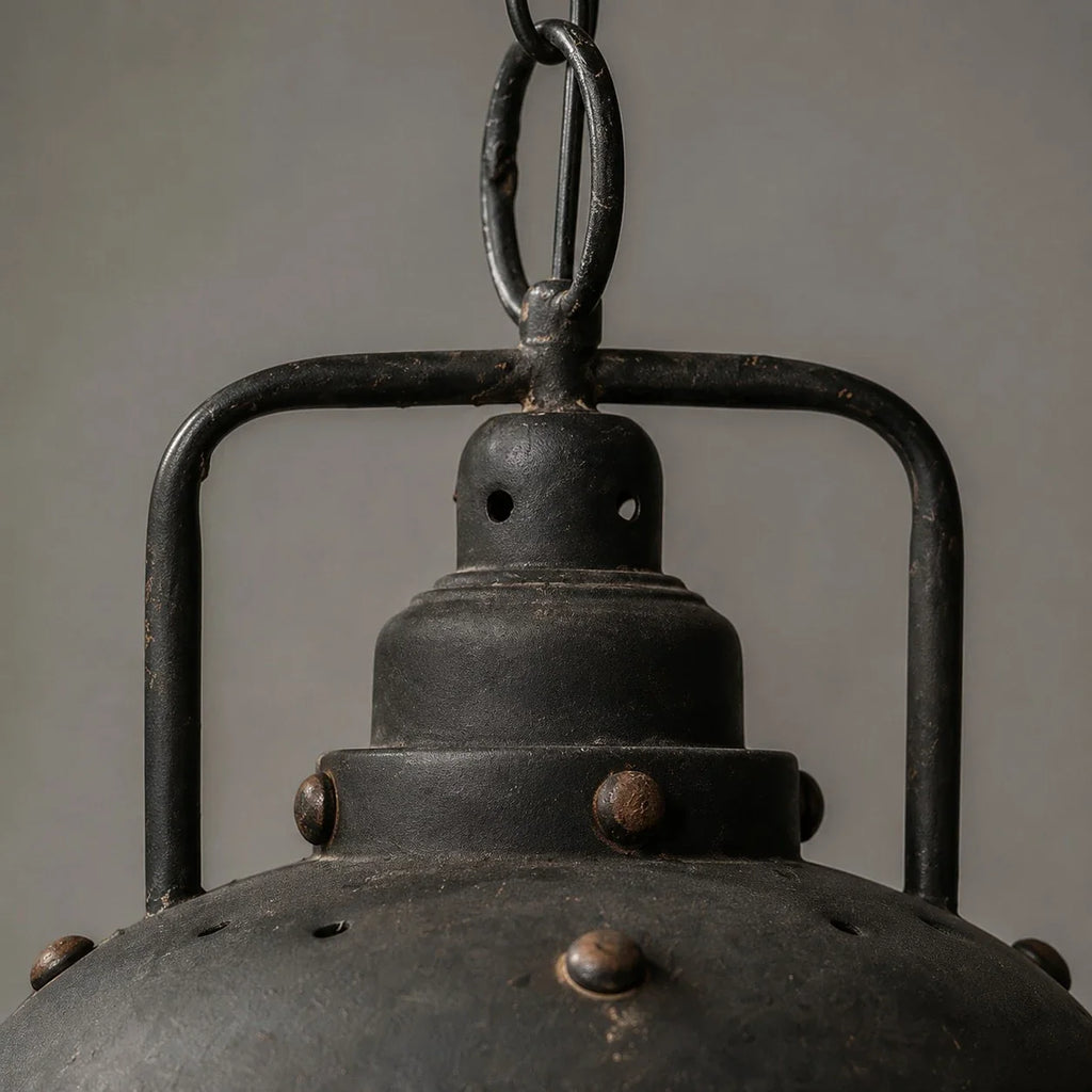 Rustic Distressed Black Dome Dining Pendant Lamp | Esilora