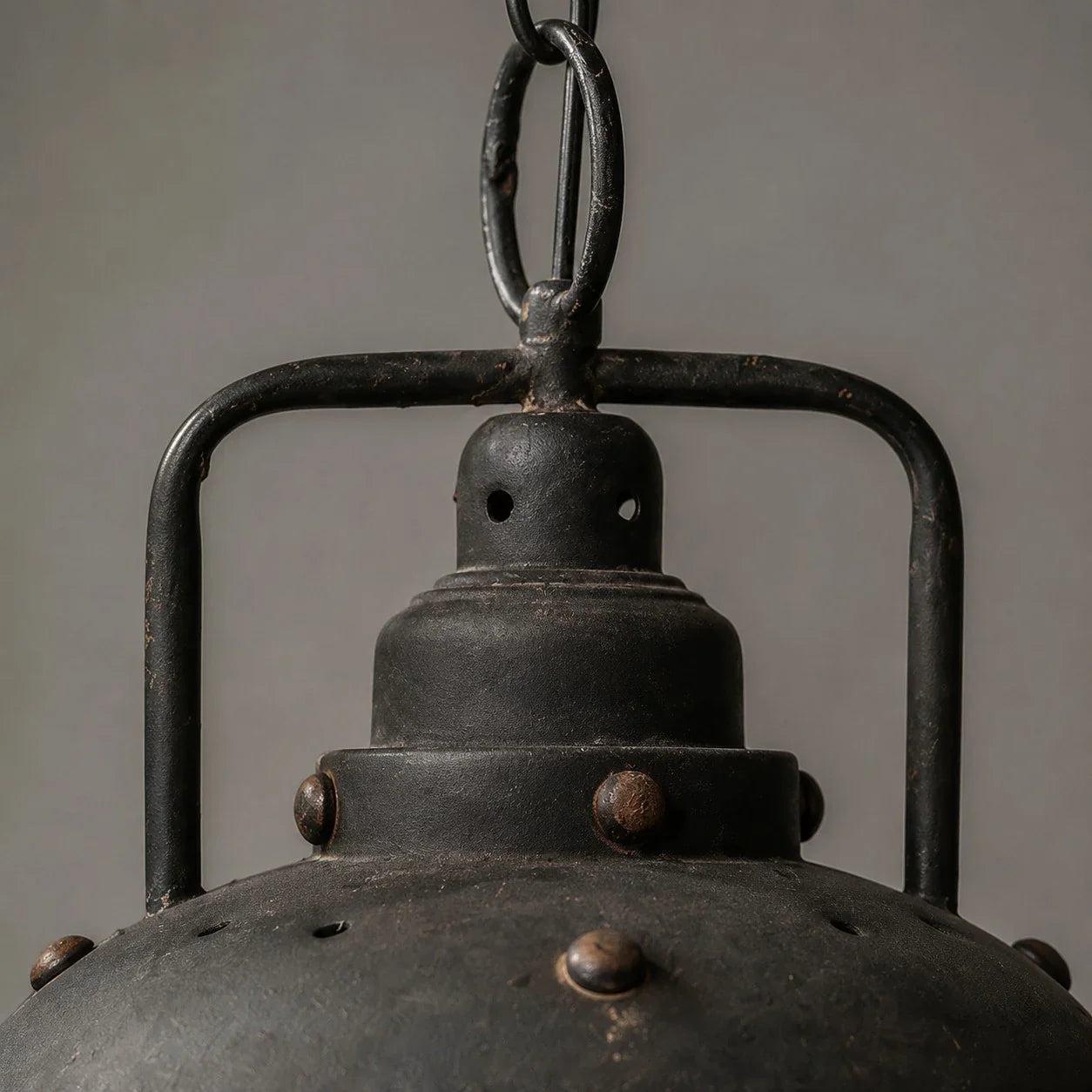 Rustic Distressed Black Dome Dining Pendant Lamp | Esilora