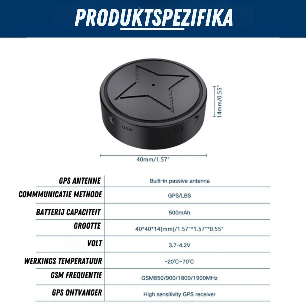 Mini tracker GPS magnetic pentru mașină, cu localizare în timp real — Compatibil cu aplicația pentru smartphone