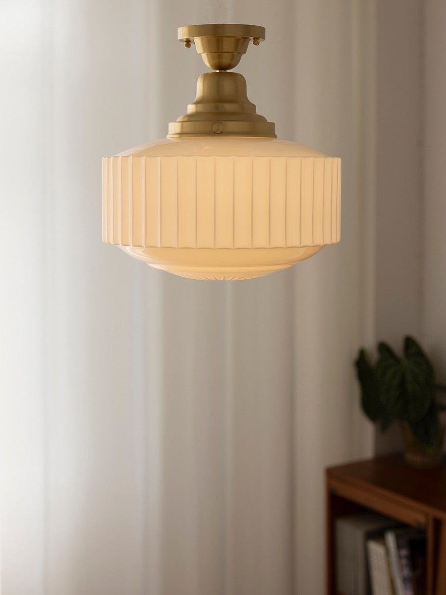Opalume Glas-Pendelleuchte – Vintage Milchglas-Pendelleuchte im Art-Deco-Stil | Esilora