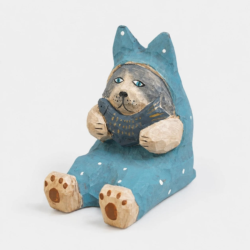 Support de téléphone en bois sculpté à la main représentant un animal | Esilora