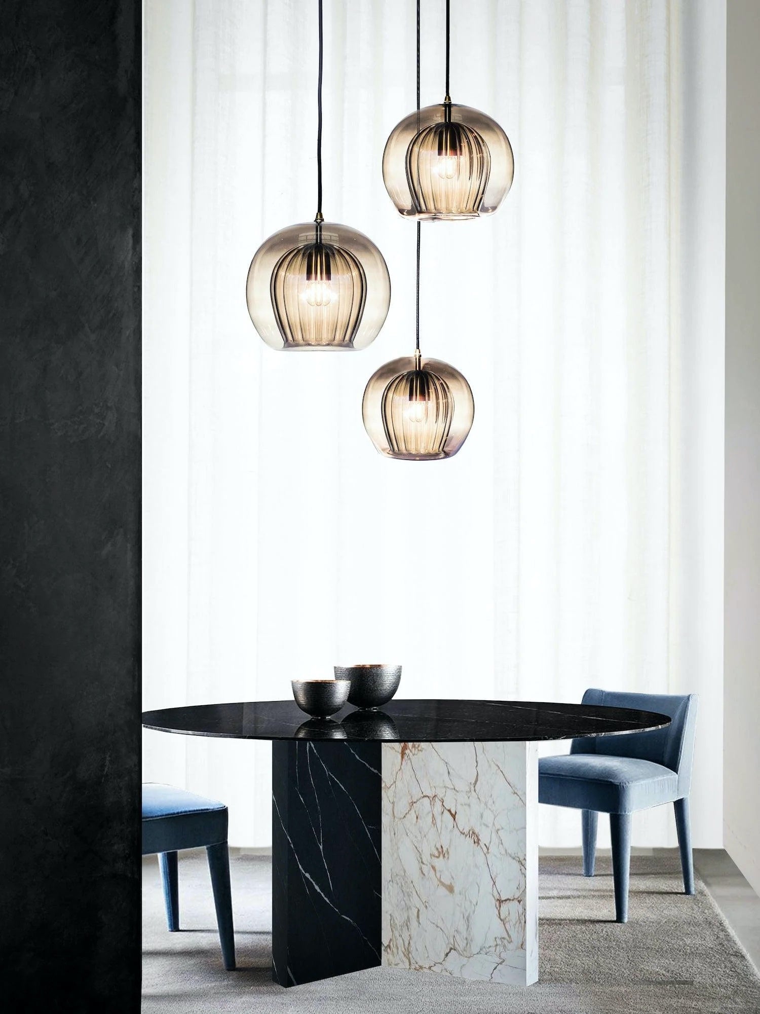 Modern Pleated Glass Pendant Light M39 | Esilora