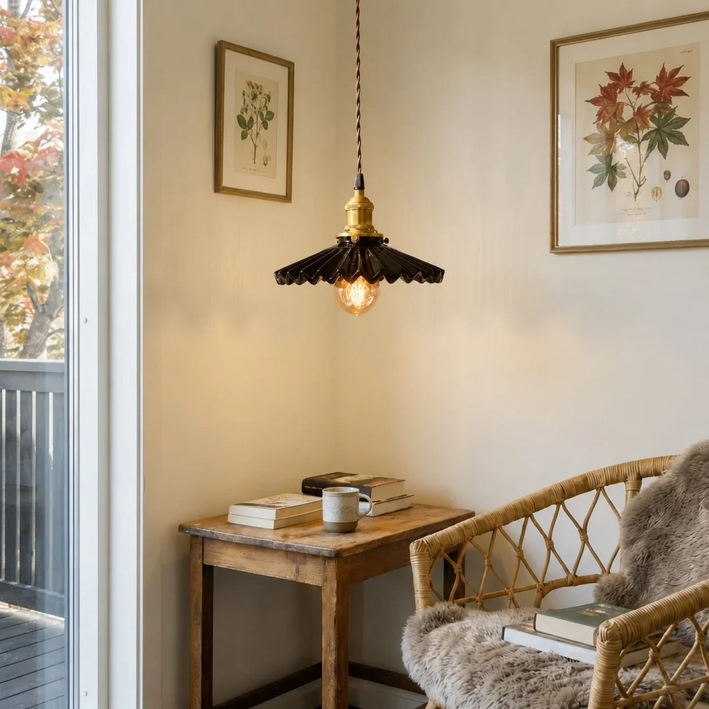 Pleated Ceramic Pendant Light | Esilora