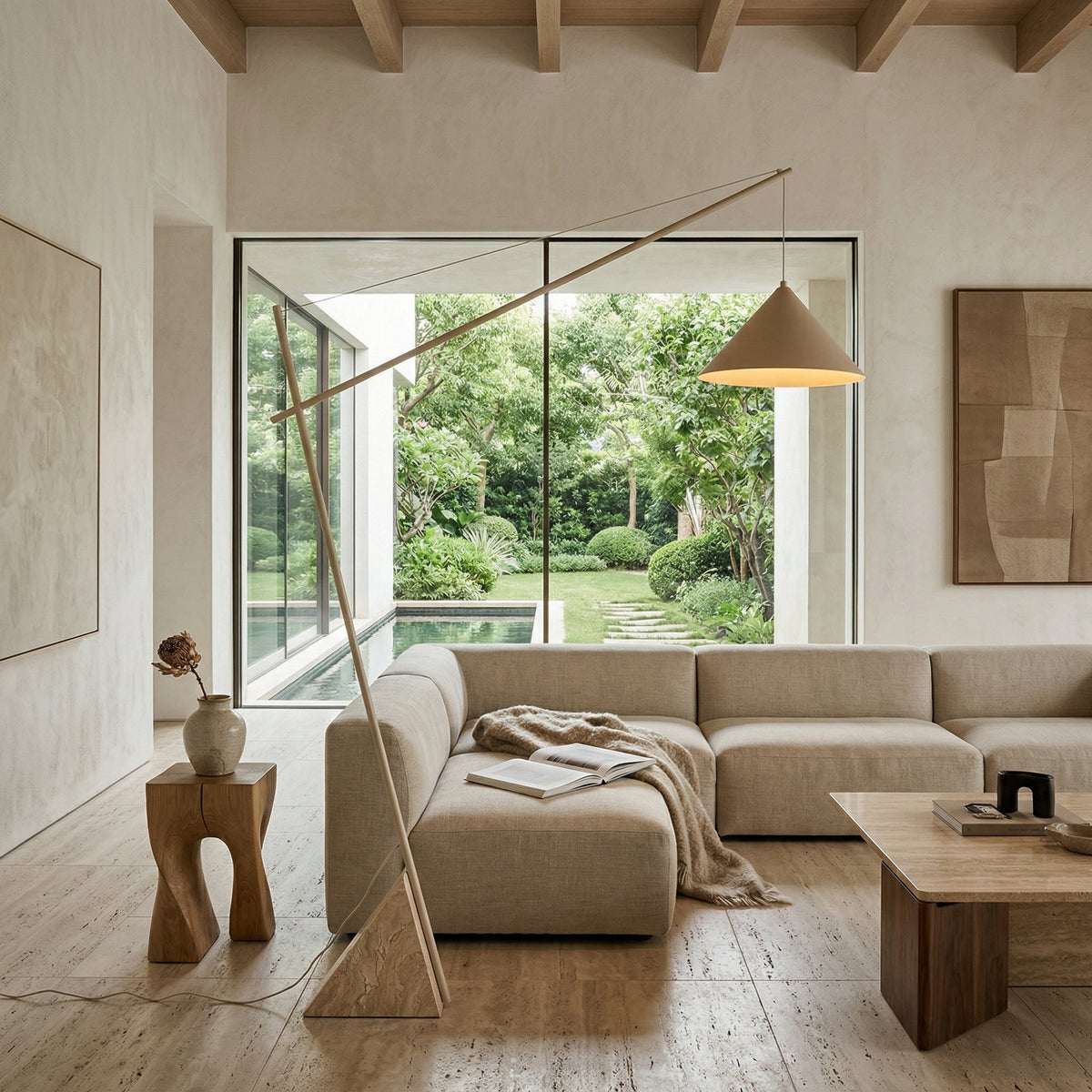 Grande Travertine Floor Lamp | Esilora