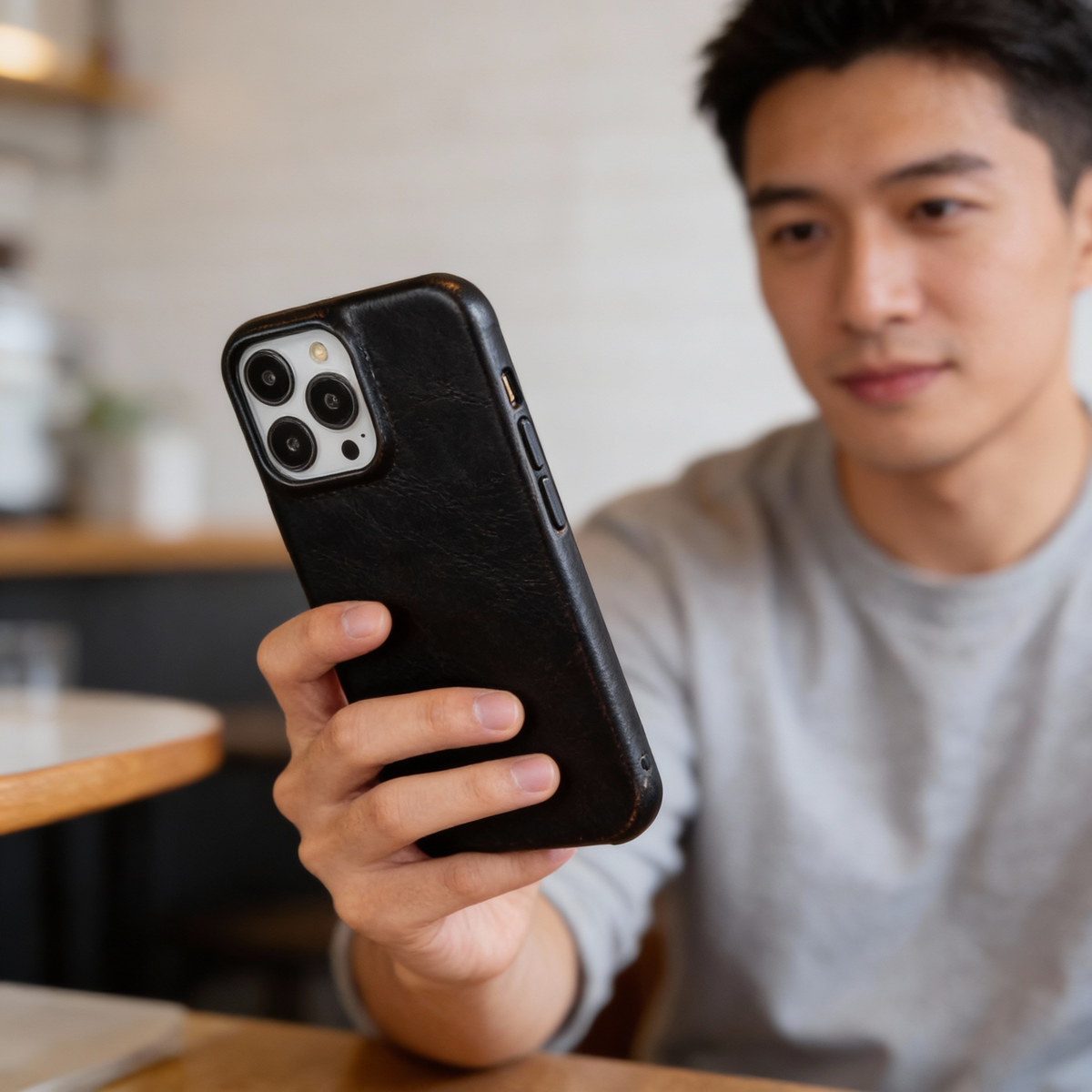 Funda premium NovaGuard de cuero genuino con aceite y cera para iPhone