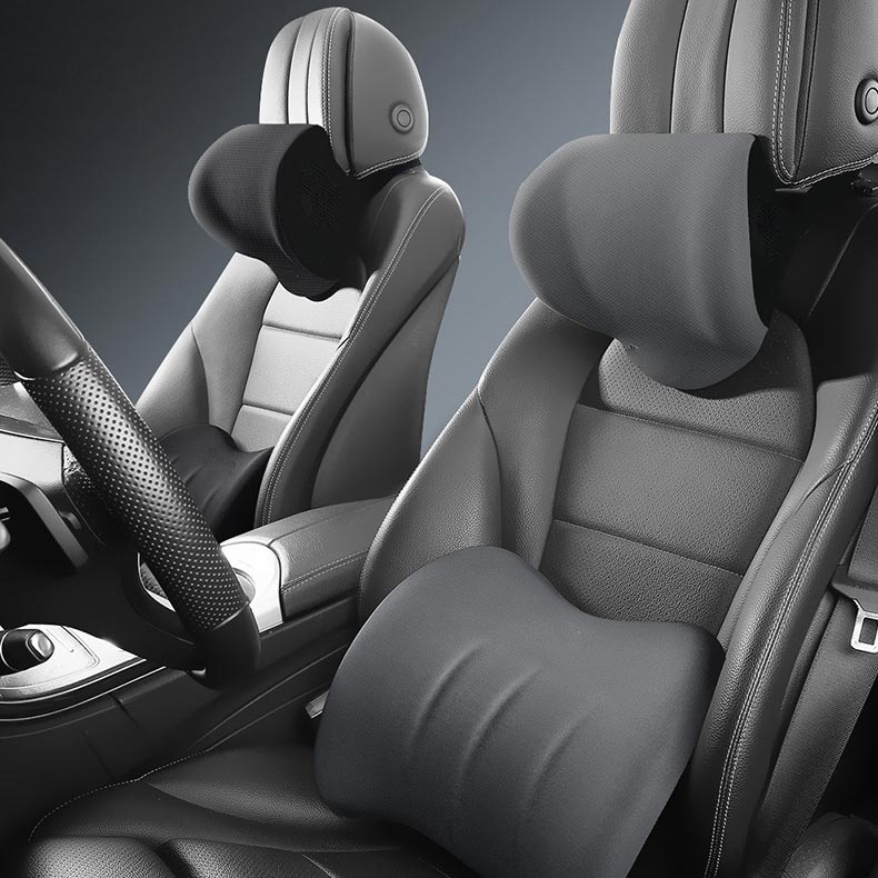 Juego AutoEase ComfortRide – reposacabezas de espuma viscoelástica y cojines lumbares