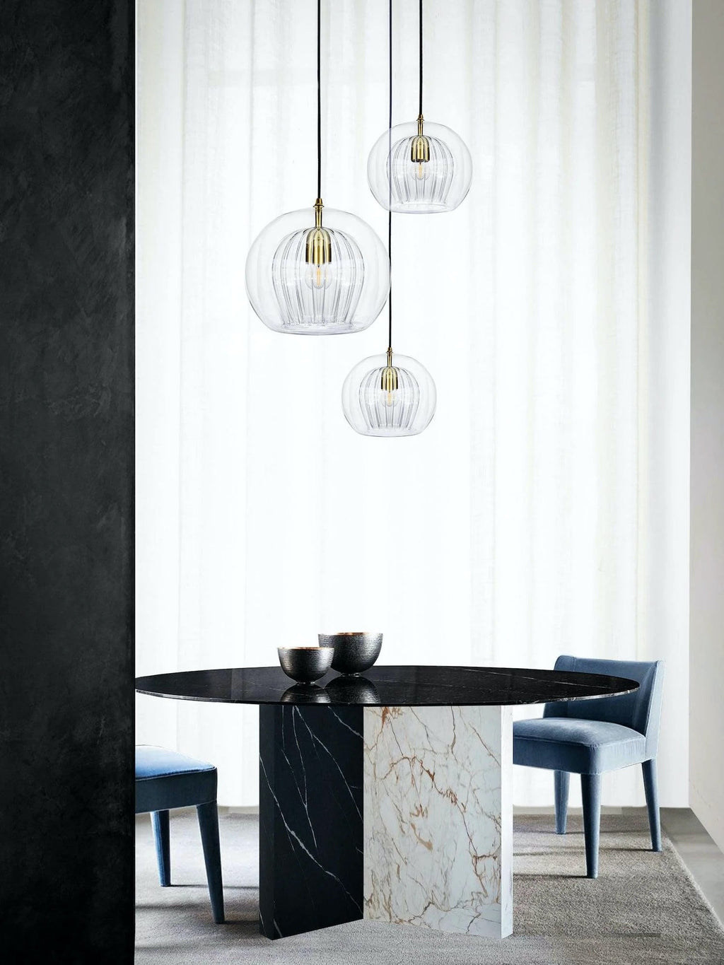Modern Pleated Glass Pendant Light M39 | Esilora