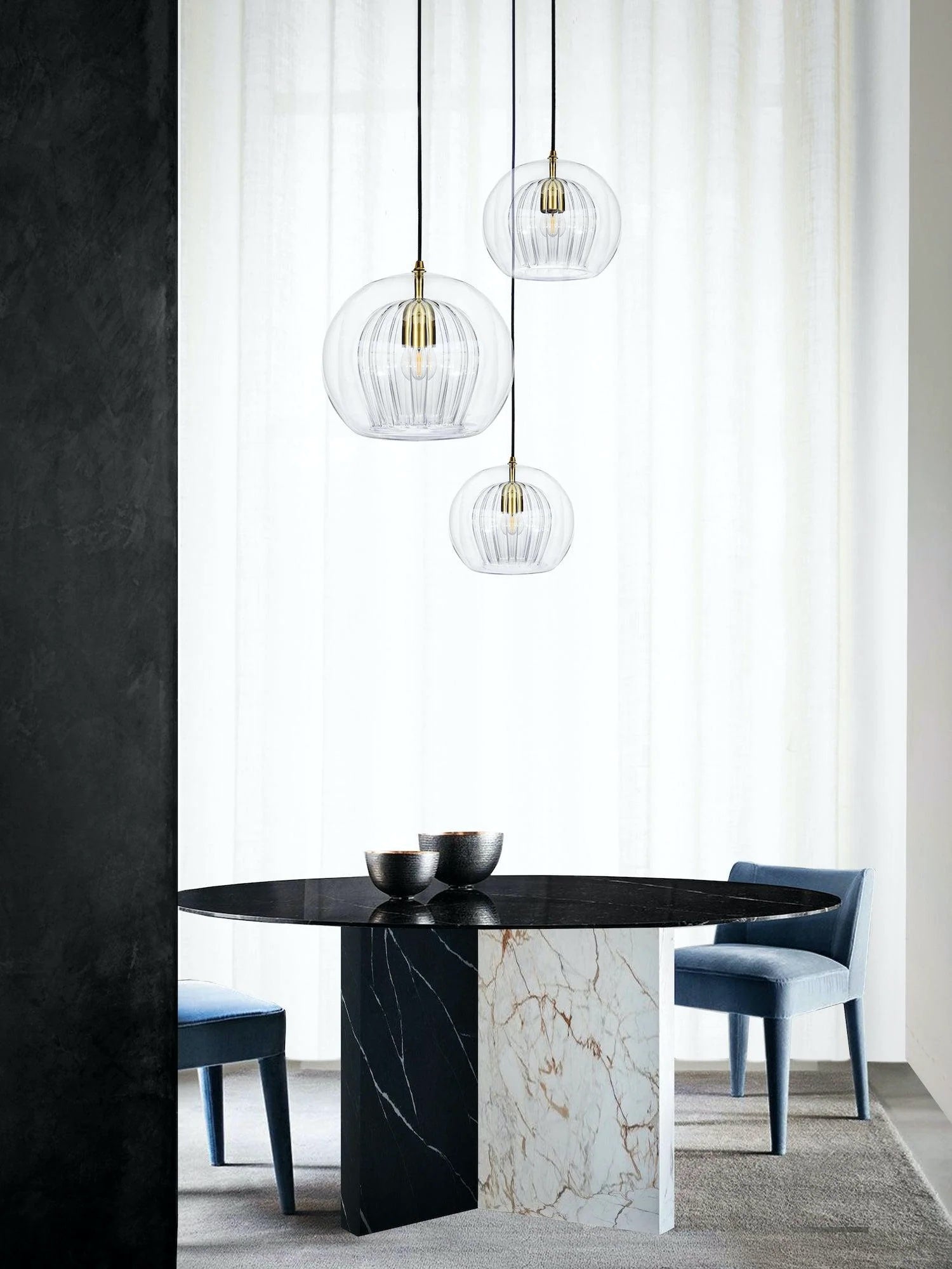 Modern Pleated Glass Pendant Light M39 | Esilora