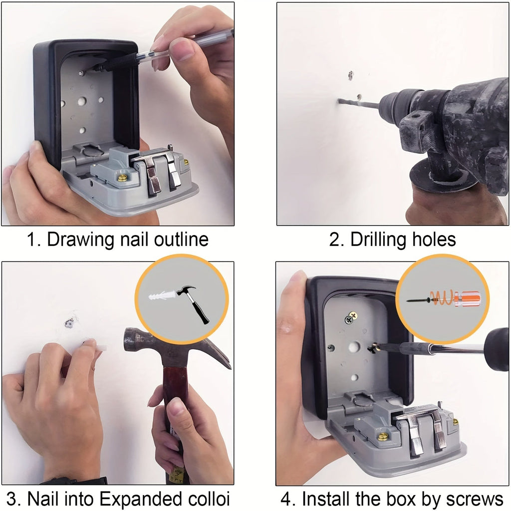 Outdoor Key Safe with Combination Lock and Cover - Esilora