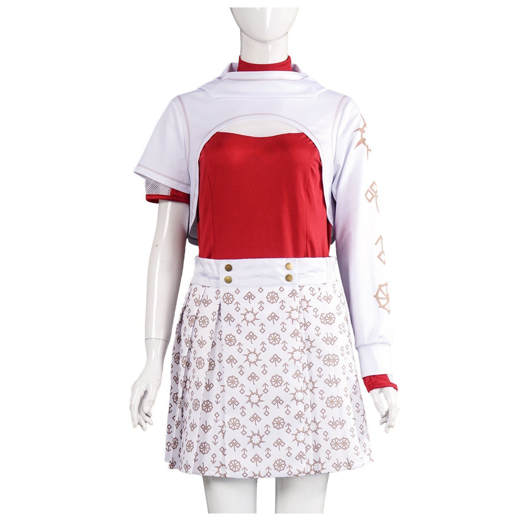 Rochie de costum de vampir pentru copii – design cu blocuri de culoare roșu și alb