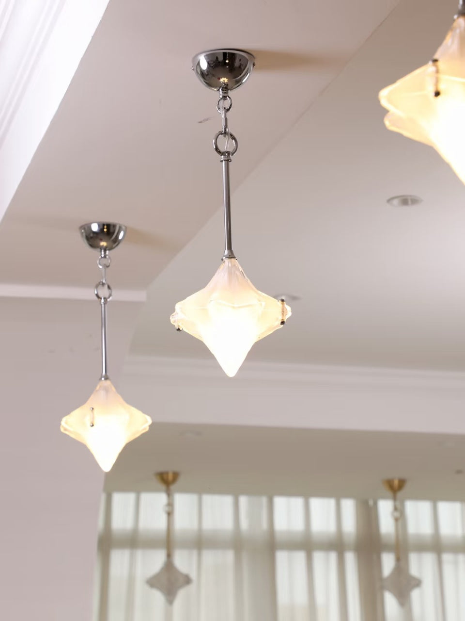 Art Deco Star Pendant Light - Frosted Glass Pendant with Geometric Style - Astris Elara | Esilora