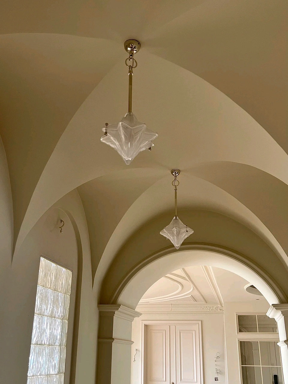 Art Deco Star Pendant Light - Frosted Glass Pendant with Geometric Style - Astris Elara | Esilora