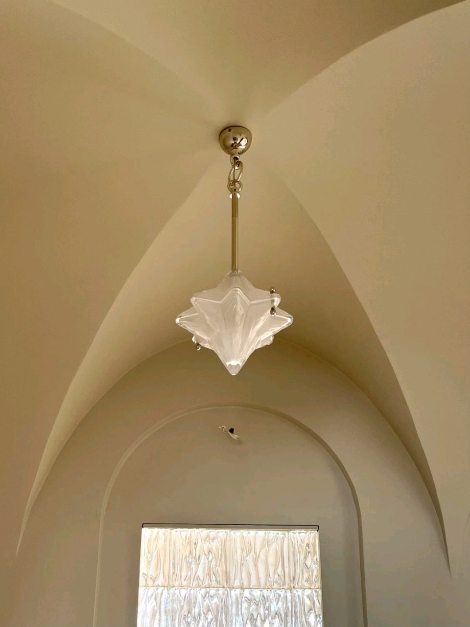 Art Deco Star Pendant Light - Frosted Glass Pendant with Geometric Style - Astris Elara | Esilora