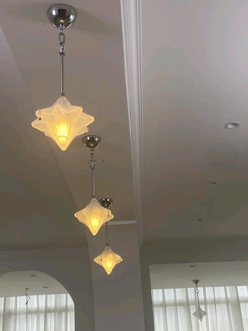 Art Deco Star Pendant Light - Frosted Glass Pendant with Geometric Style - Astris Elara | Esilora