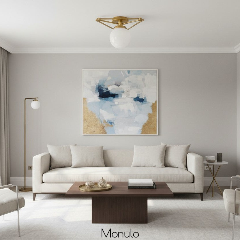 Glorica Glass geometrikus fémvázas mennyezeti lámpa – modern art déco stílusú mennyezeti világítótest nappaliba és étkezőbe | Esilora