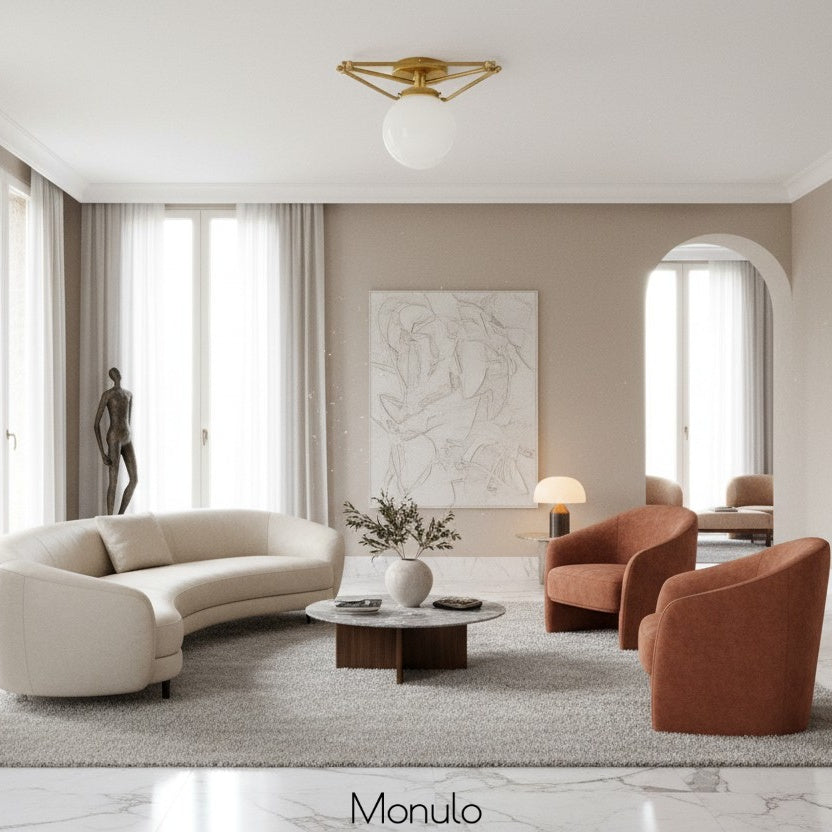 Glorica Glass geometrikus fémvázas mennyezeti lámpa – modern art déco stílusú mennyezeti világítótest nappaliba és étkezőbe | Esilora
