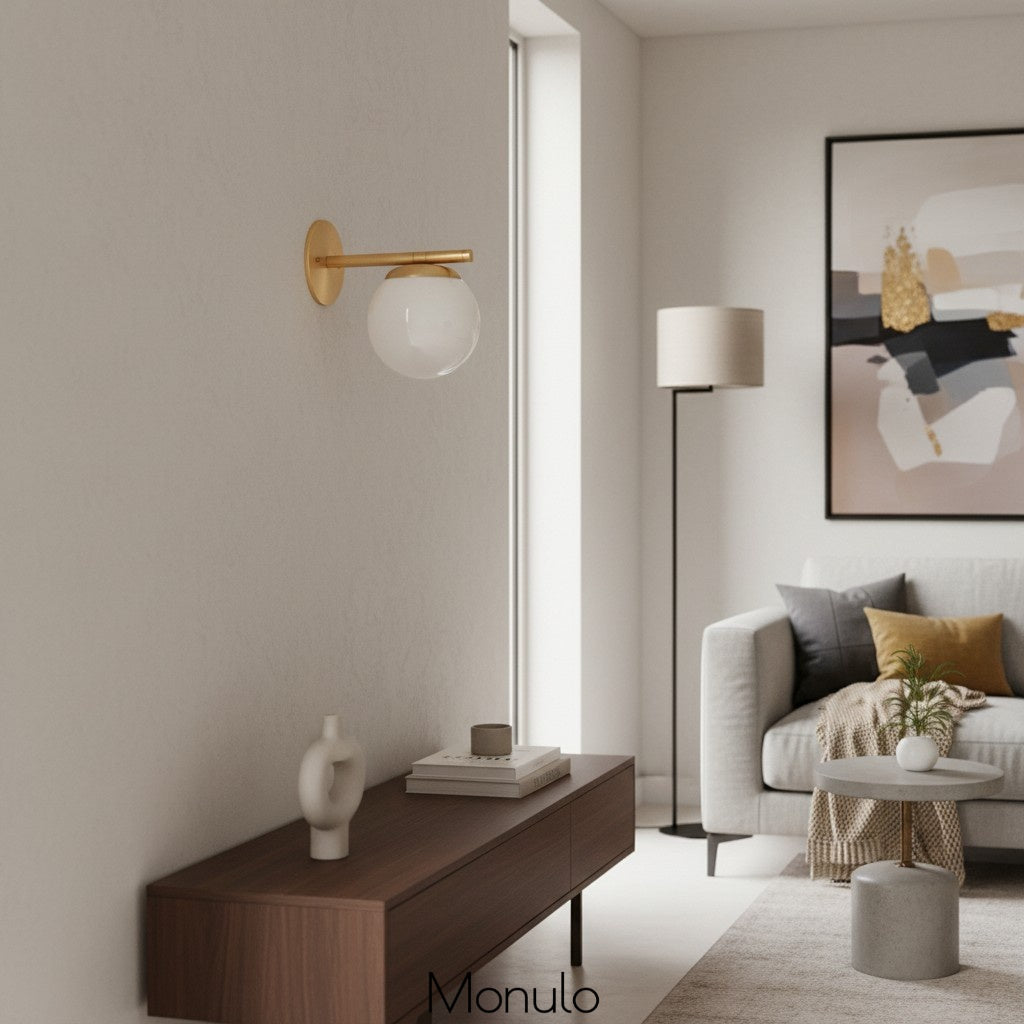 Glorica Glass Minimalist Metal and Glass Wall Sconce – Elegant Decorative Light Fixture for Living Rooms and Hallways | Esilora