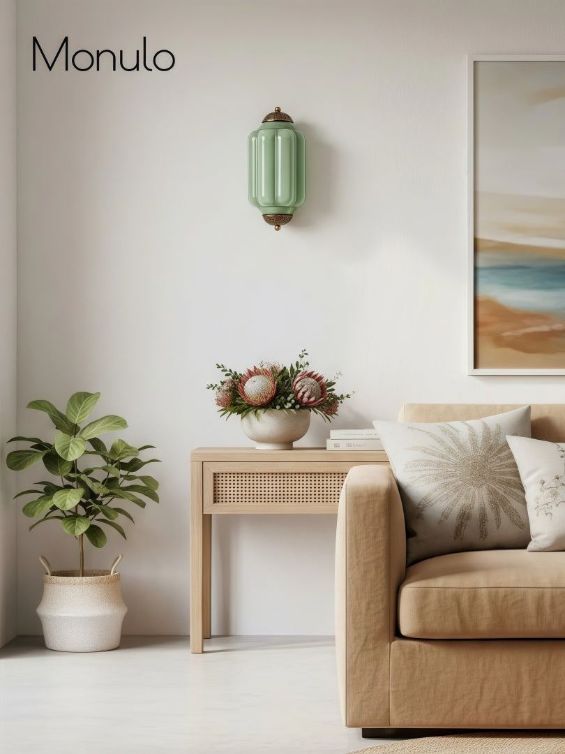 Vintage Milk Glass Flush Eloise Wall Sconce for Bedside Hallway | Esilora