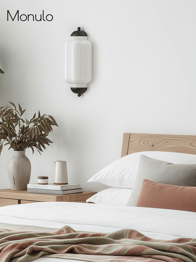 Vintage Milk Glass Flush Eloise Wall Sconce for Bedside Hallway | Esilora