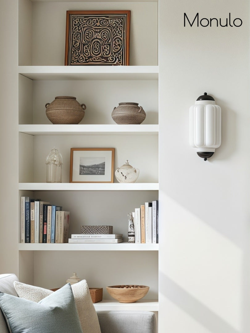 Vintage Milk Glass Flush Eloise Wall Sconce for Bedside Hallway | Esilora
