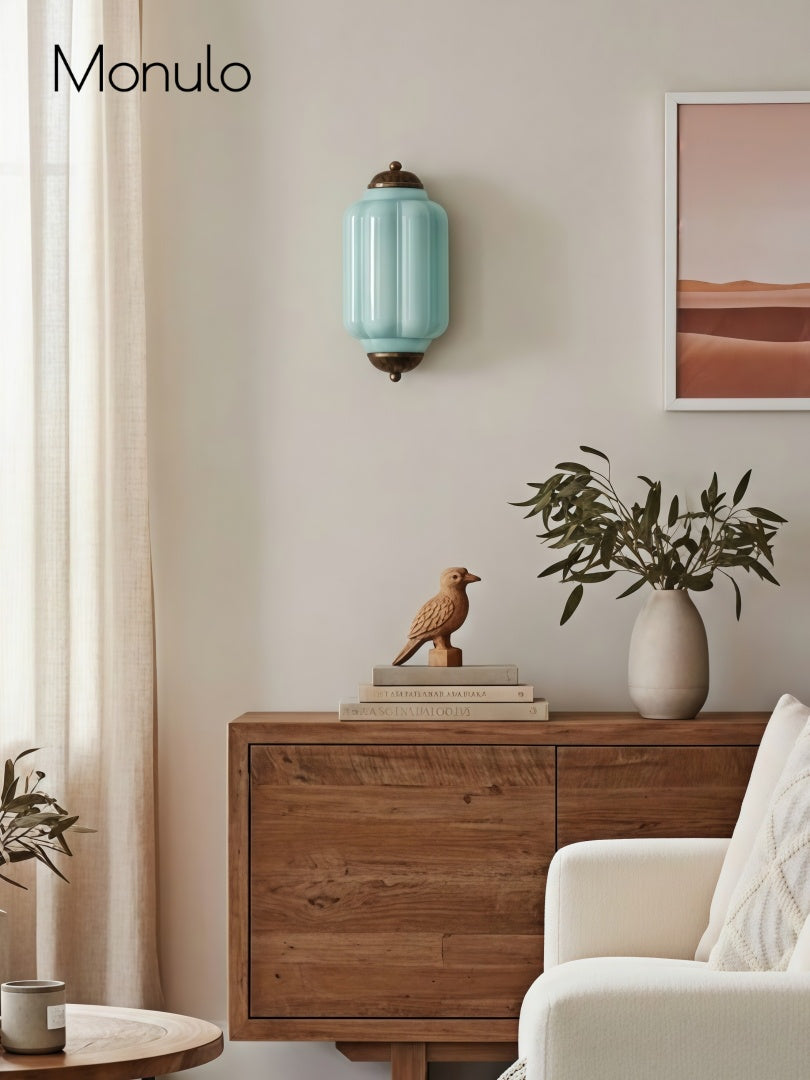 Vintage Milk Glass Flush Eloise Wall Sconce for Bedside Hallway | Esilora