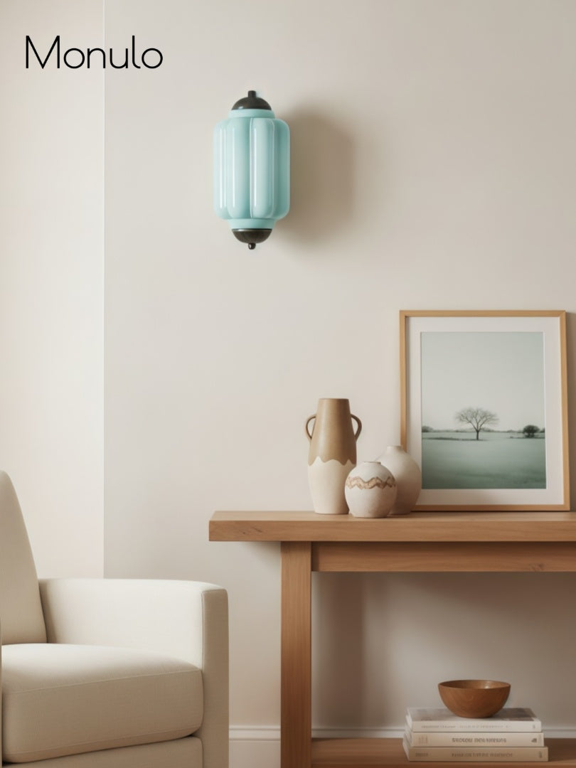 Vintage Milk Glass Flush Eloise Wall Sconce for Bedside Hallway | Esilora
