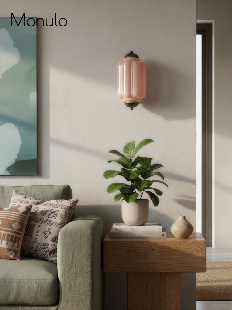 Vintage Milk Glass Flush Eloise Wall Sconce for Bedside Hallway | Esilora