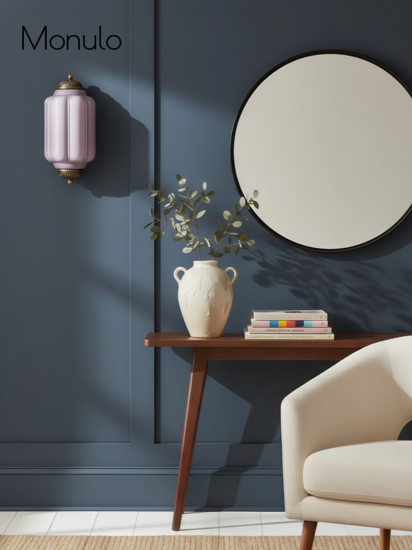 Vintage Milk Glass Flush Eloise Wall Sconce for Bedside Hallway | Esilora