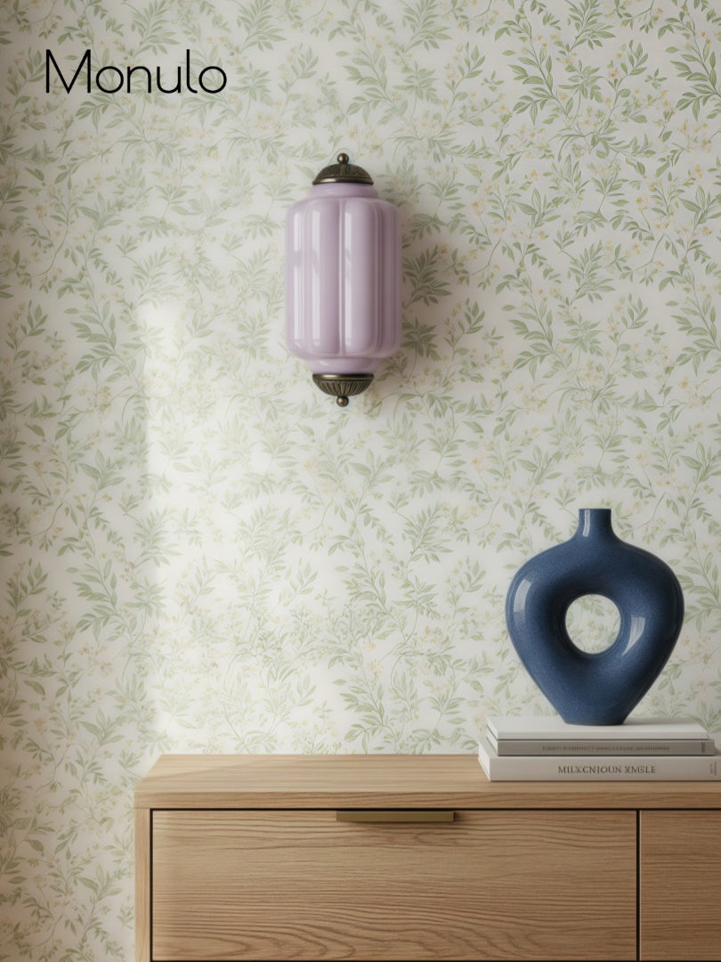 Vintage Milk Glass Flush Eloise Wall Sconce for Bedside Hallway | Esilora