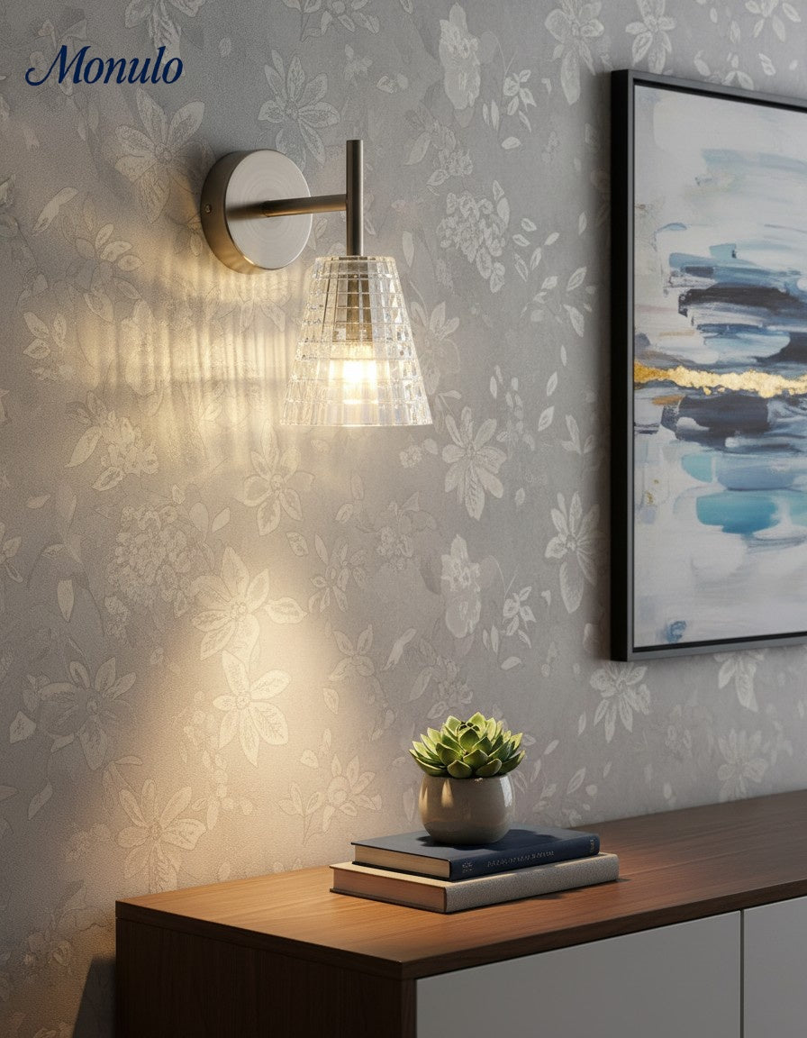 Bravira Modern Glass Wall Lamp – Minimalist Wall Sconce for Bedroom, Hallway & Vanity | Esilora