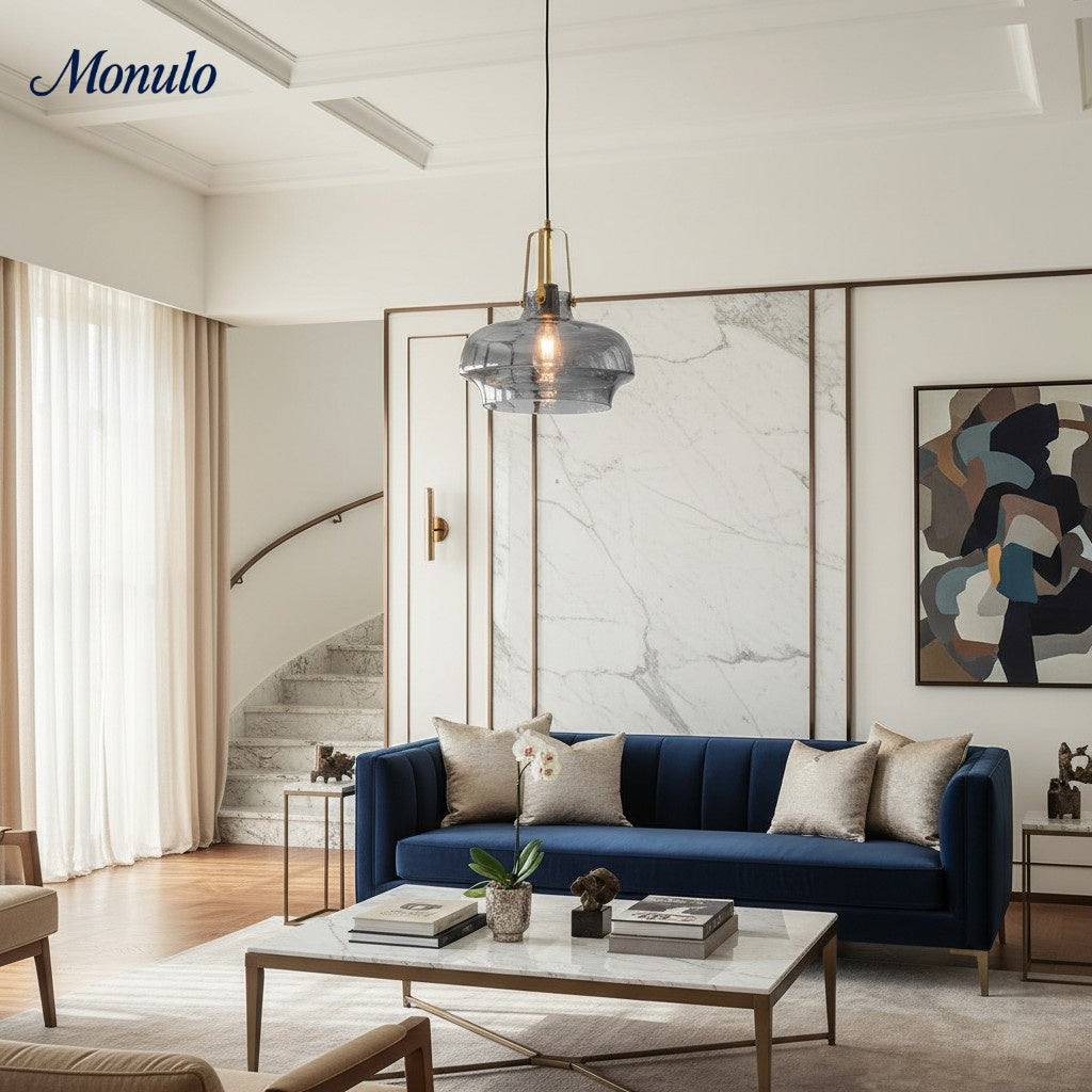 Lawson transparent pendellampe i glass, inspirert av akvarier – moderne hengende lampe til hjemmet | Esilora