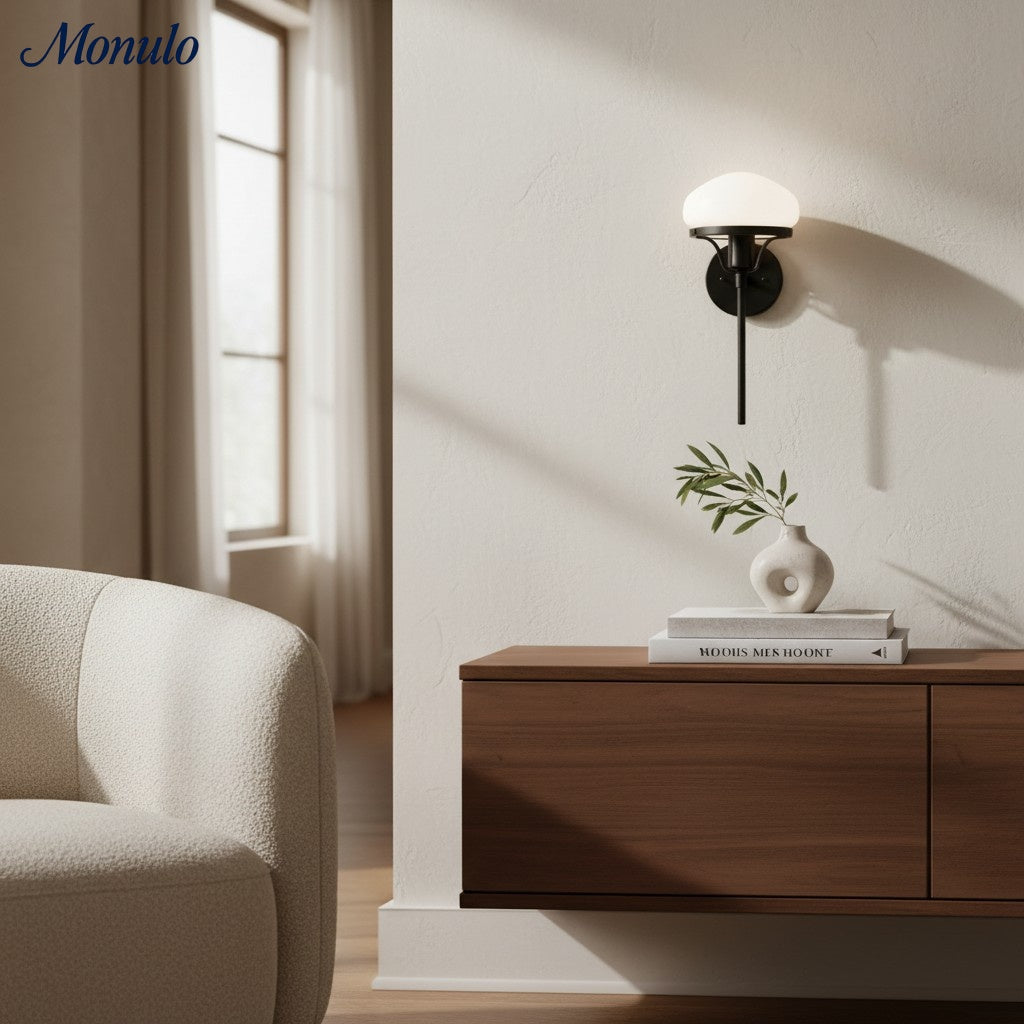 Ornato Luxe Minimalistische schwarze matte Wandleuchte - Zeitgenössische wandmontierte Leuchte für Schlafzimmer | Esilora