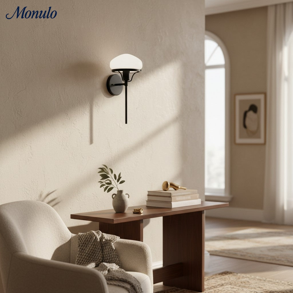 Ornato Luxe Minimalistische schwarze matte Wandleuchte - Zeitgenössische wandmontierte Leuchte für Schlafzimmer | Esilora