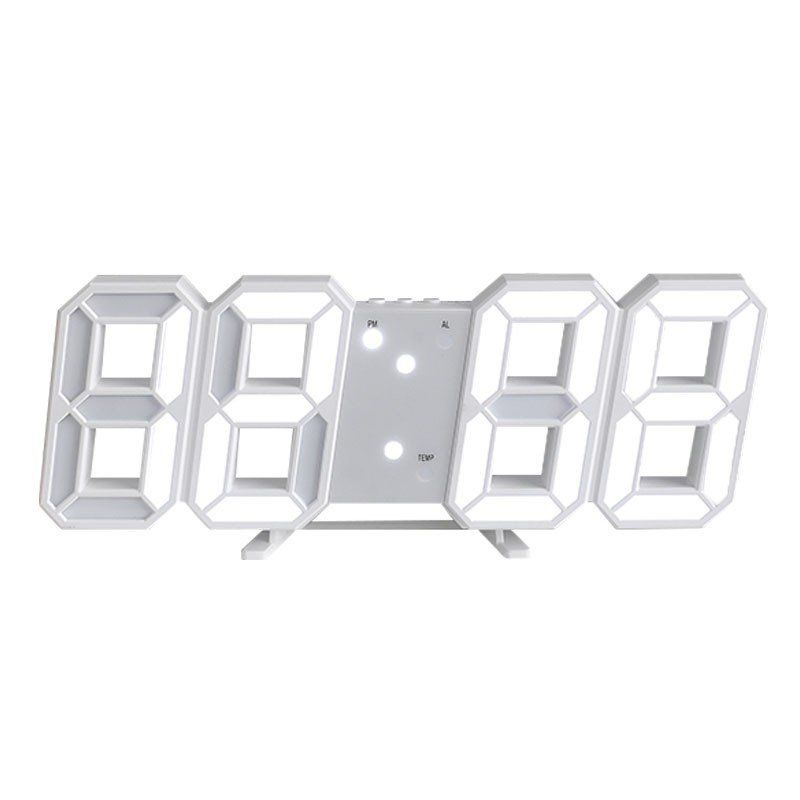 Ceas de perete digital modern 3D — design iluminat cu LED-uri