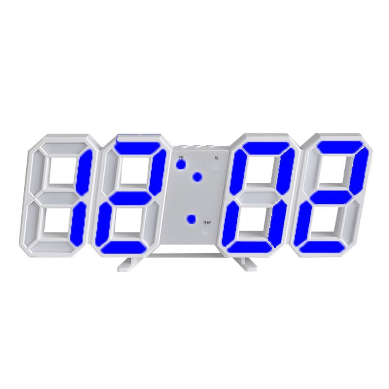 Ceas de perete digital modern 3D — design iluminat cu LED-uri