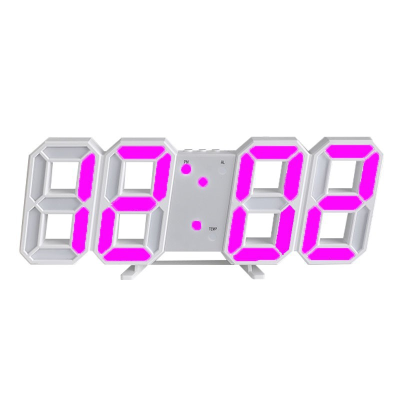 Ceas de perete digital modern 3D — design iluminat cu LED-uri