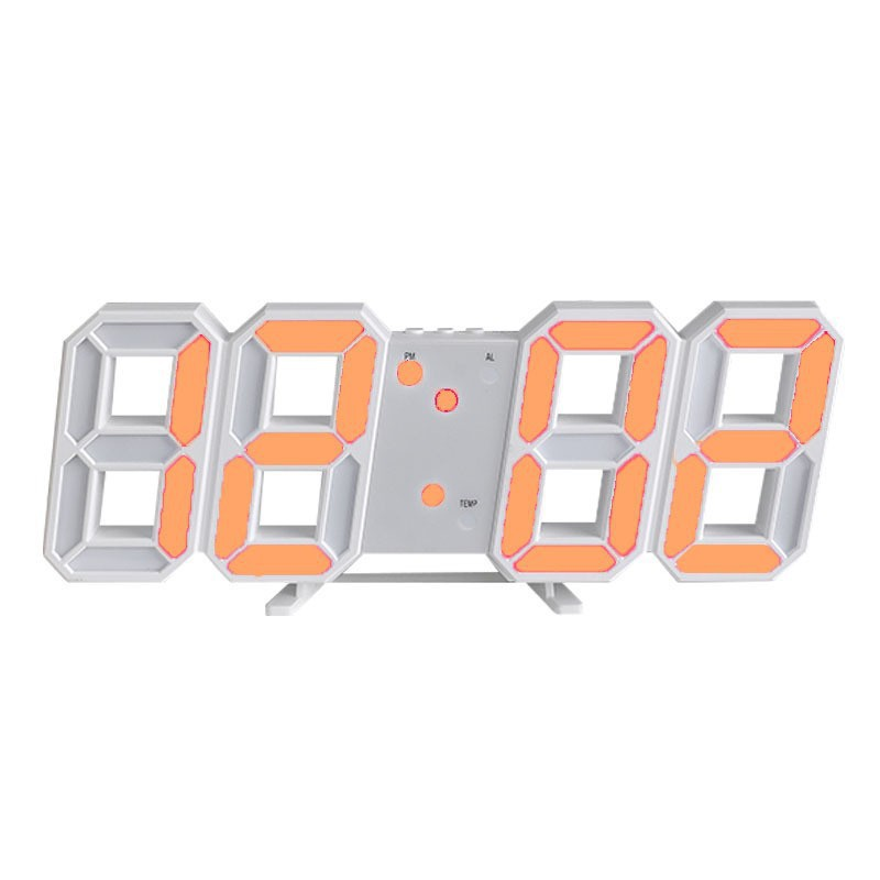 Ceas de perete digital modern 3D — design iluminat cu LED-uri