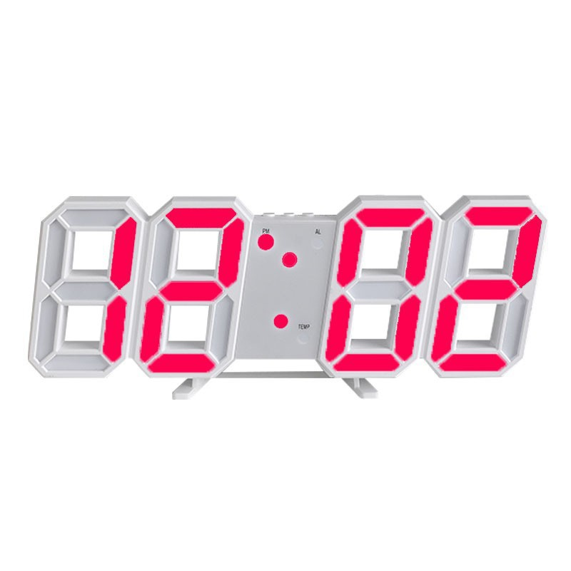 Ceas de perete digital modern 3D — design iluminat cu LED-uri