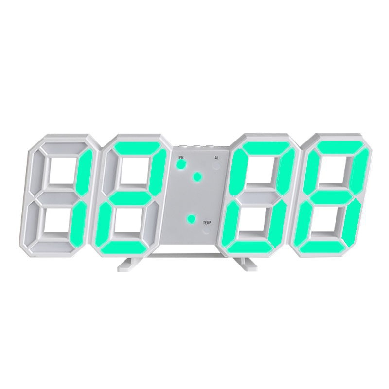 Ceas de perete digital modern 3D — design iluminat cu LED-uri