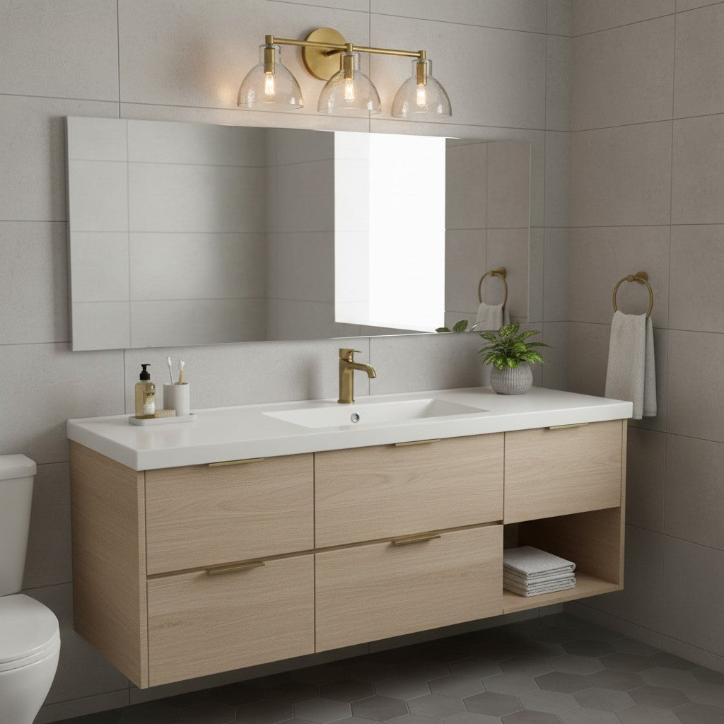 Applique Glavira in vetro riciclato - Lampada moderna per lavabo del bagno | Esilora