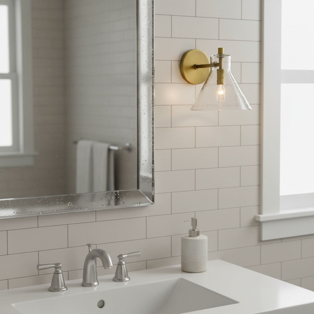 Applique Glavira in vetro riciclato - Lampada moderna per lavabo del bagno | Esilora